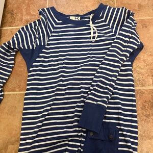 Long Sleeve Blue and White Striped Dress